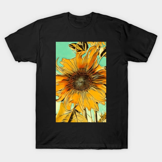 Sun Kissed Sunflower - Light Green T-Shirt by Rebekah Slick